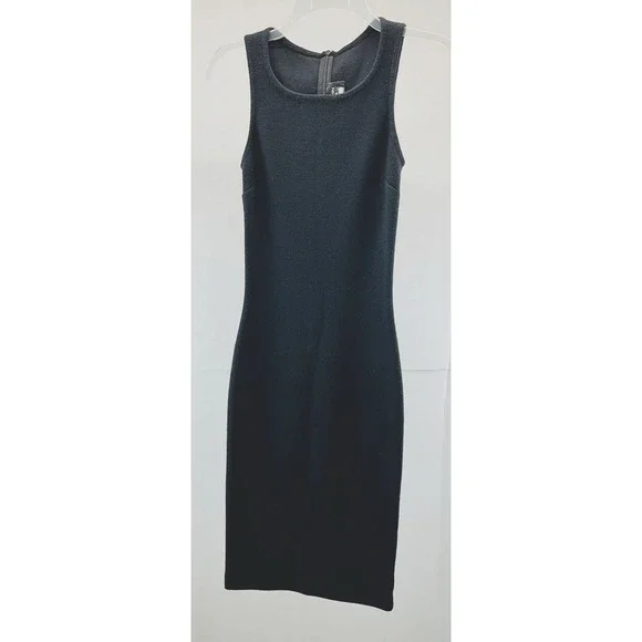 noir knit maxi dress reviews Women's Stretchy Knit Black Midi Dress + Side Slit main image 1